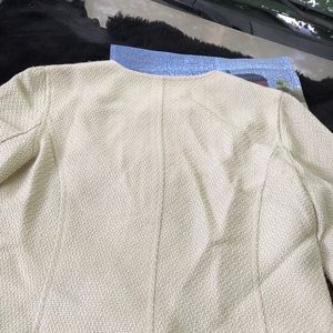 Isaac Mizrahi Textured Crème Acrylic Wool Blend Lined 3 Button Blazer S